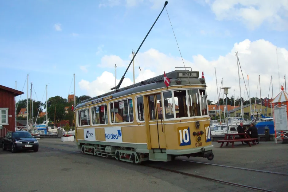 Skælskør museum line with railcar 608 at Havnepladsen (2011)