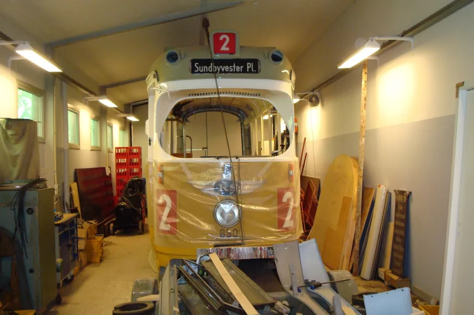 Skjoldenæsholm articulated tram 890 on The tram museum (2008)