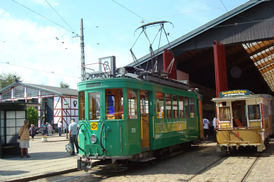 Skjoldenæsholm metre gauge with railcar 213 at The tram museum (2014)