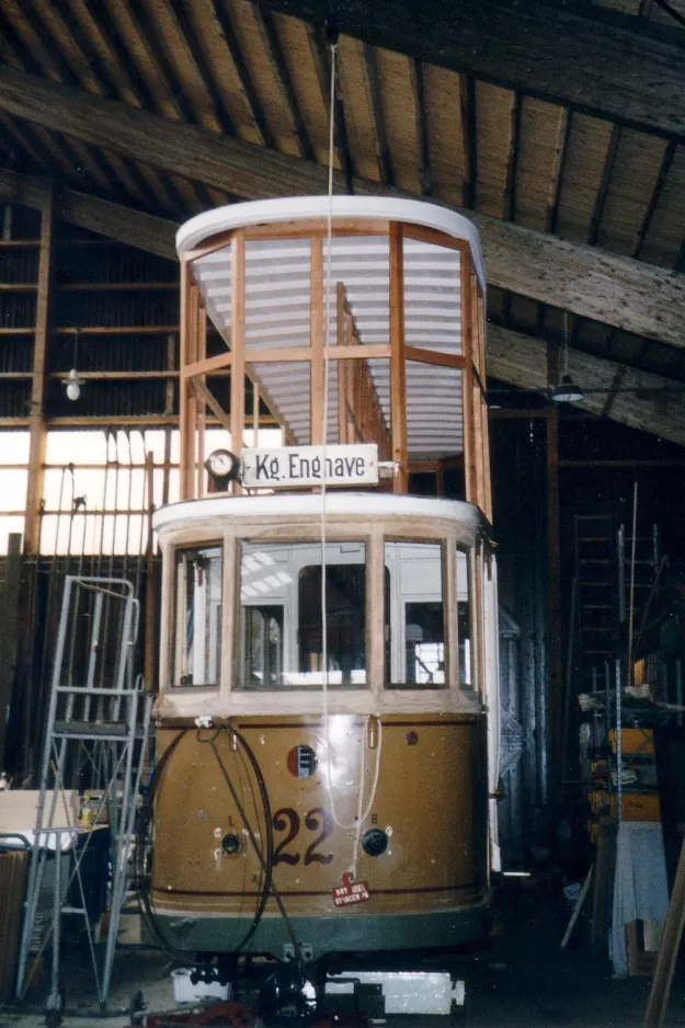 Skjoldenæsholm railcar 22 during restoration The tram museum (2004)