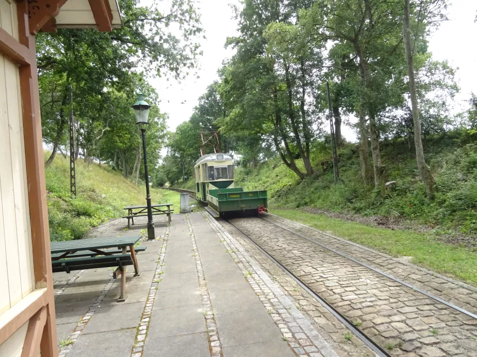 Skjoldenæsholm standard gauge with freight car Troljebivogn 30 at Flemmingsminde (2021)