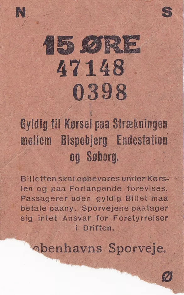 Special ticket for Københavns Sporveje (KS) (1947)