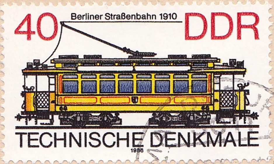 Stamp: 40 Berliner Straßenbahn 1910 DDR
 (1986)