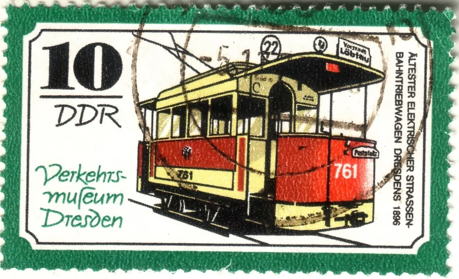 Stamp: Dresden railcar 761 (1970)