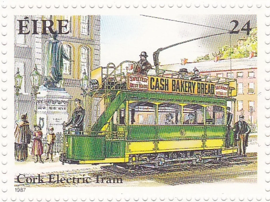 Stamp: Éire 24 Cork Electric Tram
 (1987)