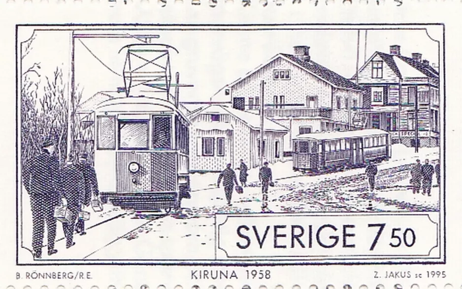 Stamp: Kiruna tram line on Hjalmar Lundbohmsvägen (1995)