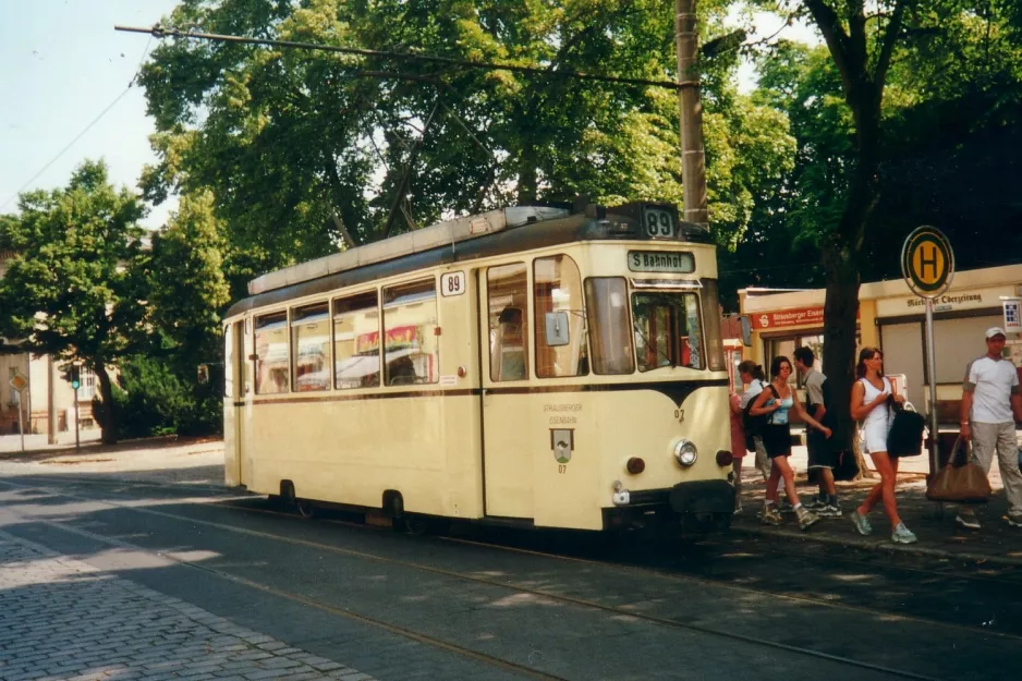 Strausberg tram line 89 with railcar 07 at Lustgarten (2001)