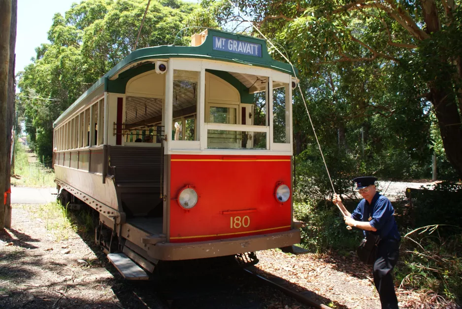 Sydney museum line with railcar 180 at Ranger's station (2015)