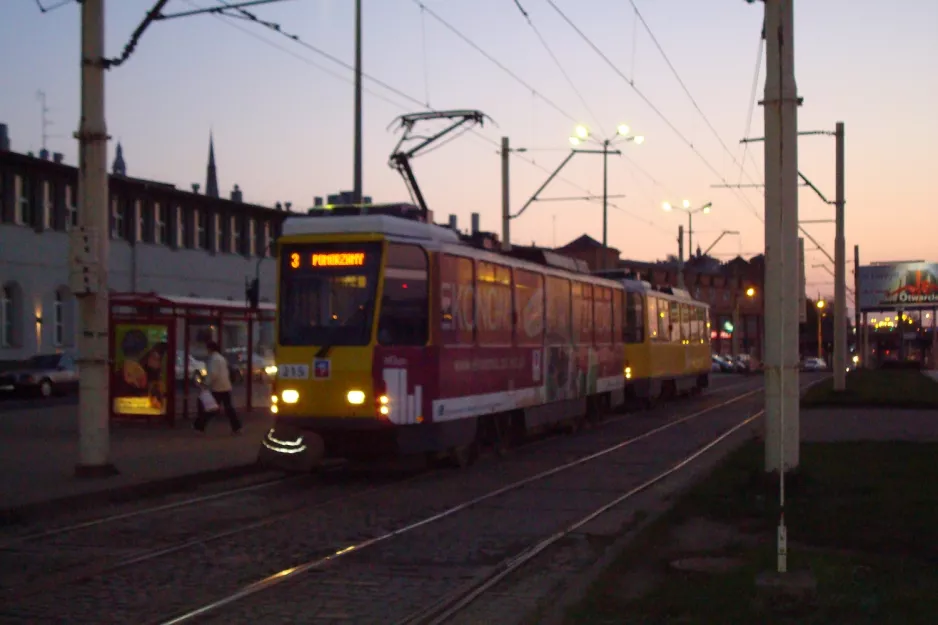 Szczecin tram line 3 with railcar 215 at Dworzec Główny (2011)