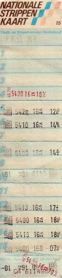 Ticket coupon for HTM Personenvervoer N.V., the front (1987)