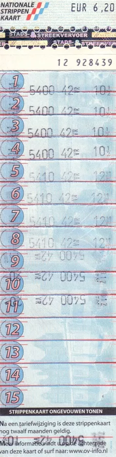 Ticket coupon for HTM Personenvervoer N.V., the front (2003)