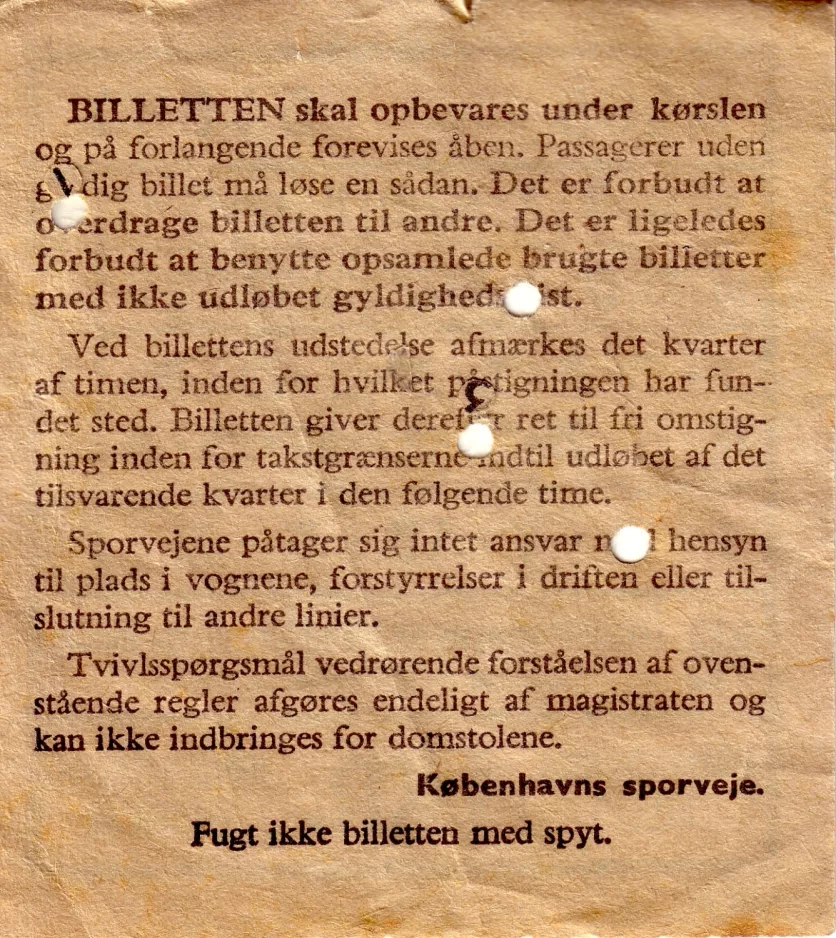 Transfer ticket: Billetten skal opbevares under kørslen og på forlangende forevises åben
 (1963)