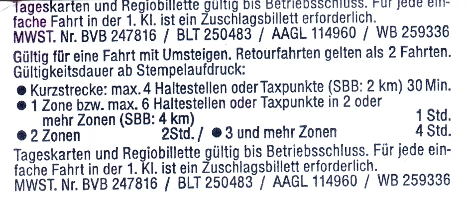 Transfer ticket for Basler Verkehrs-Betriebe (BVB), the back (2003)