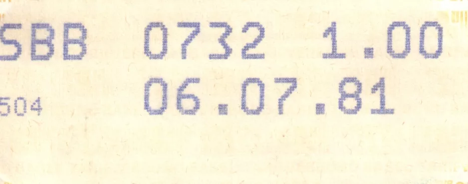 Transfer ticket for Basler Verkehrs-Betriebe (BVB), the front (1981)