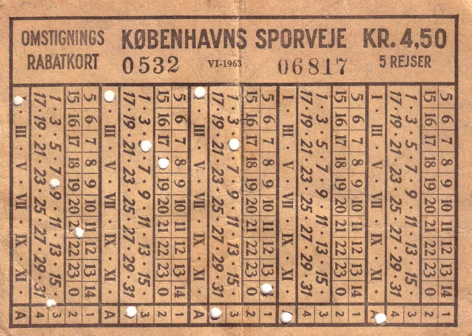Transfer ticket for Københavns Sporveje (KS), the front  4.50 (1963)