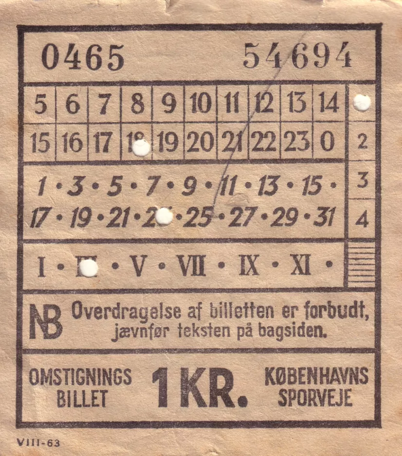 Transfer ticket: Overdragelse af billetten er forbudt
 (1963)