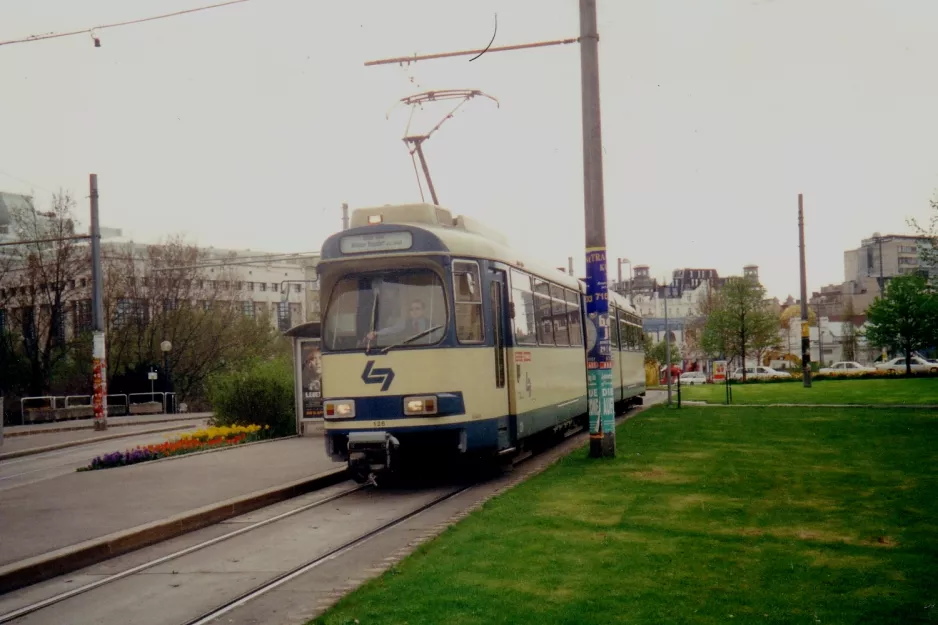 Vienna regional line 515 - Badner Bahn with articulated tram 125 "Susanne" on Karlsplatz (2001)