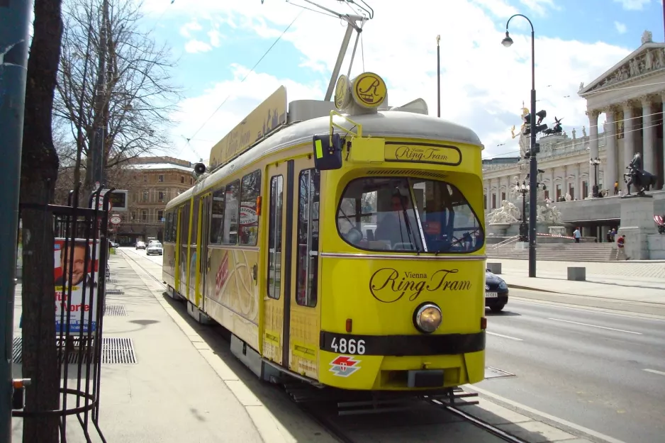 Vienna Ring-Tram with articulated tram 4866 at Parlament (2010)