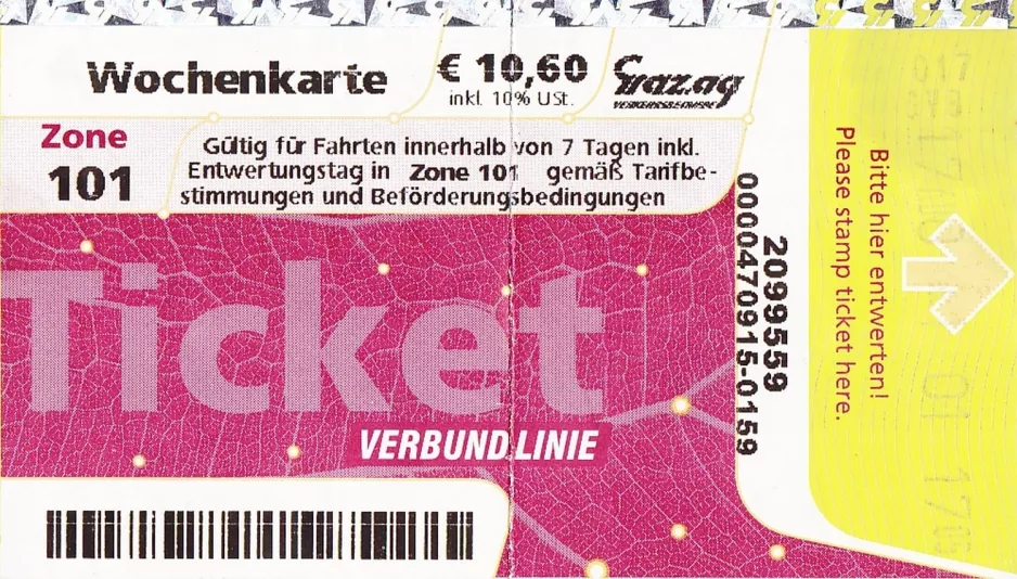 Week card for Holding Graz Linien, the front (2010)