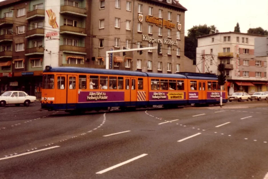 Wuppertal tram line 608 with articulated tram 3825 near Wuppertal-Oberbarmen (1981)