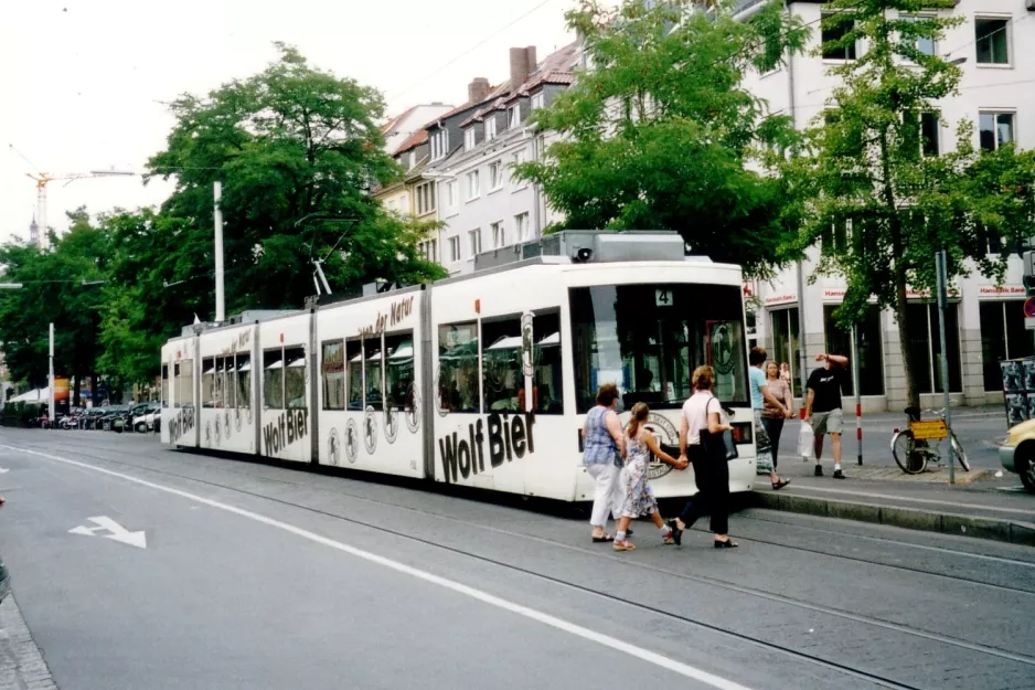Würzburg tram line 4 with low-floor articulated tram 251 at Ulmer Hof (2003)