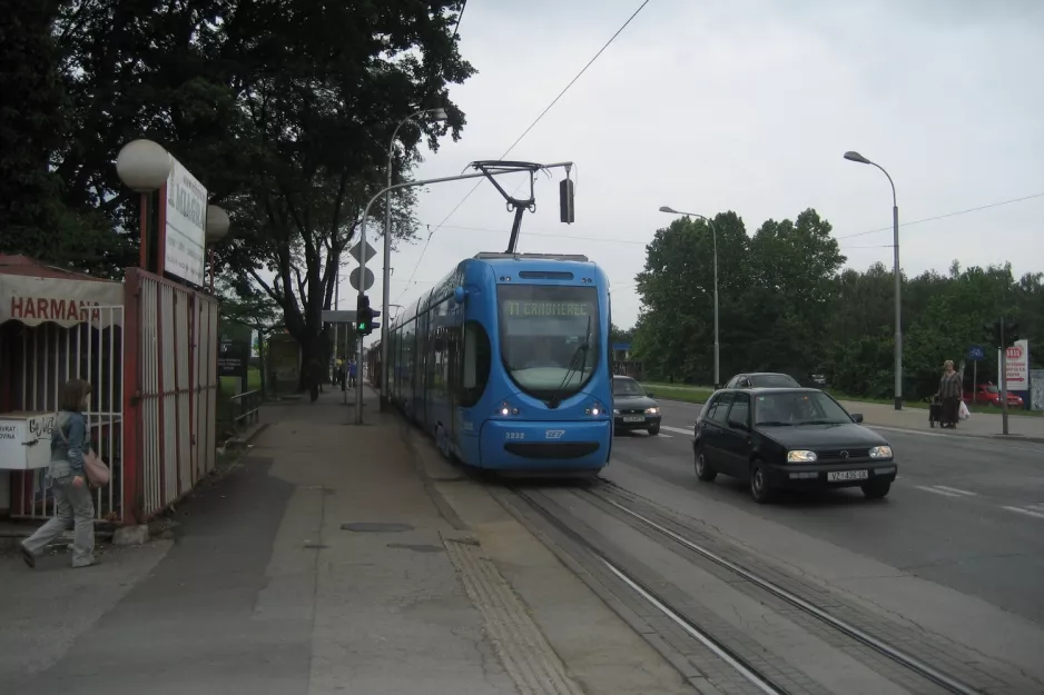 Zagreb tram line 11 with low-floor articulated tram 2232 on Maksimirska cesta (2008)