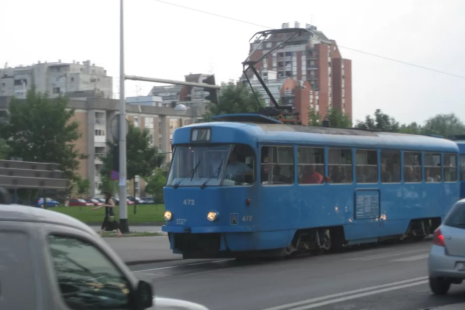 Zagreb tram line 7 with railcar 472 close by Hondlova Maksimirska cesta (2008)