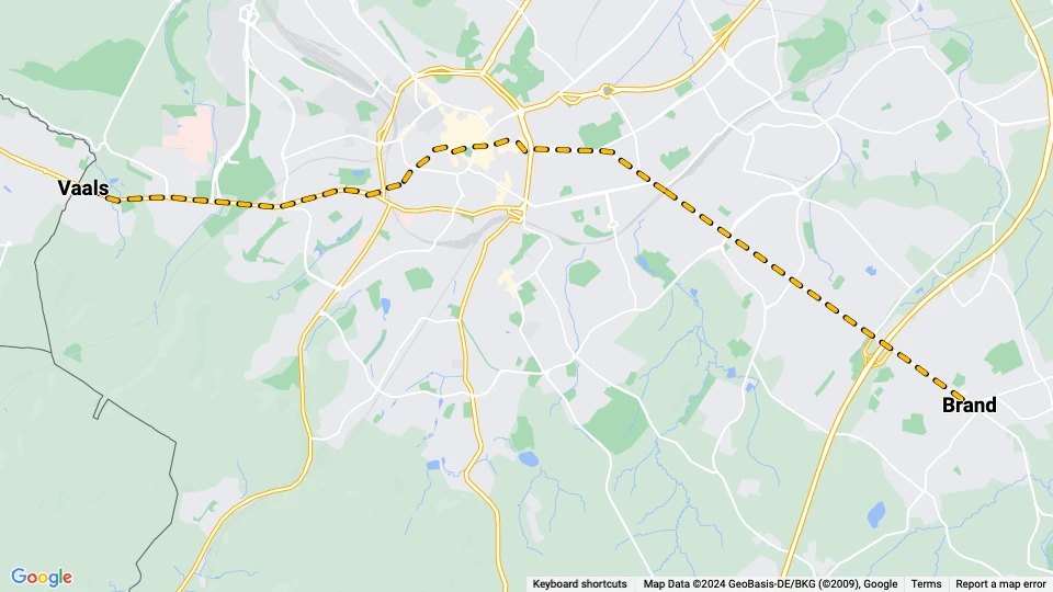 Aachen tram line 15: Vaals - Brand route map