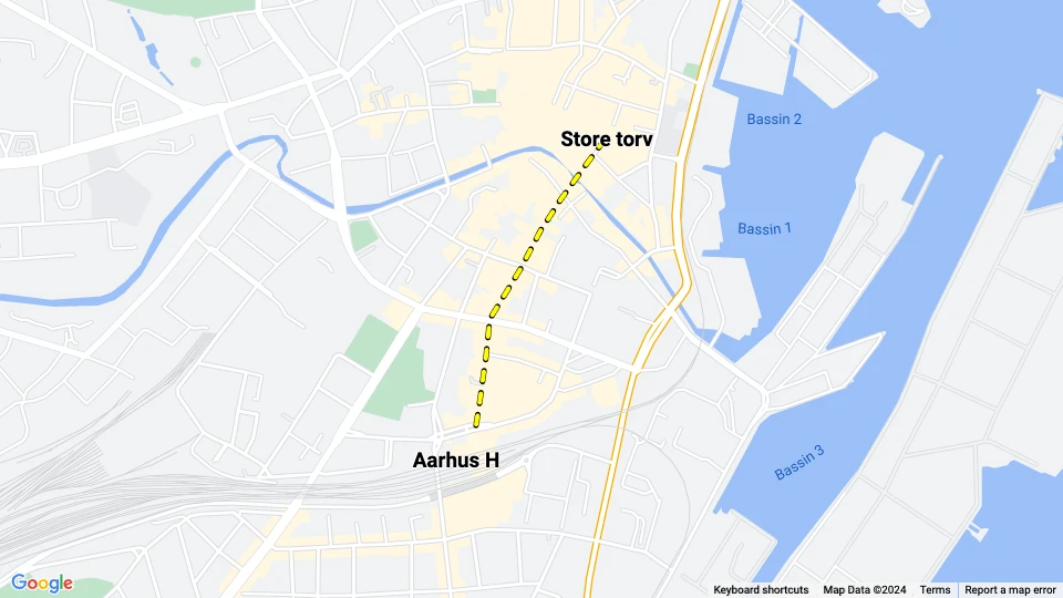 Aarhus horse tram line: Store torv - Aarhus H route map