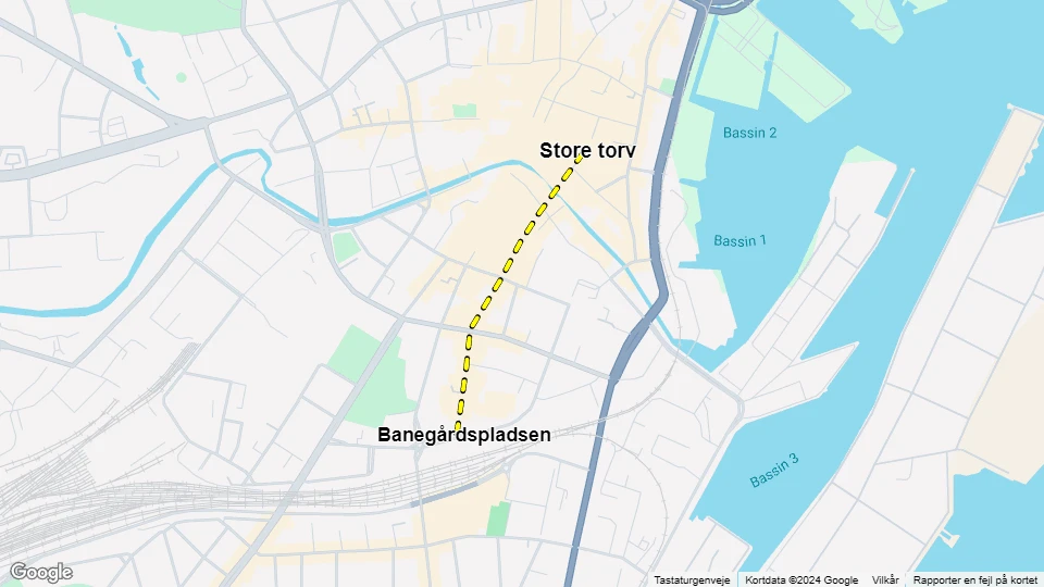 Aarhus horse tram line: Store torv - Banegårdspladsen route map