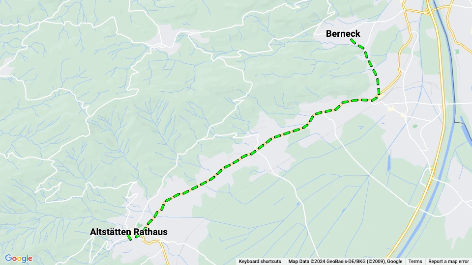 Altstätten - Berneck: Berneck - Altstätten Rathaus route map