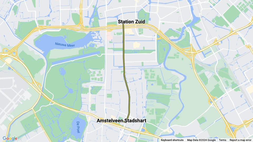 Amsterdam extra line 6: Amstelveen Stadshart - Station Zuid route map