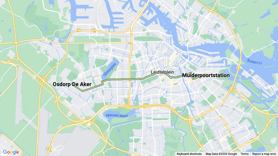 Amsterdam tram line 1: Muiderpoortstation - Osdorp De Aker route map