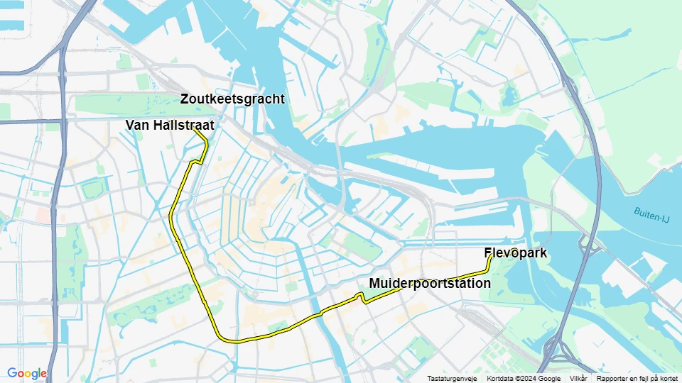 Amsterdam tram line 3: Flevopark - Van Hallstraat route map