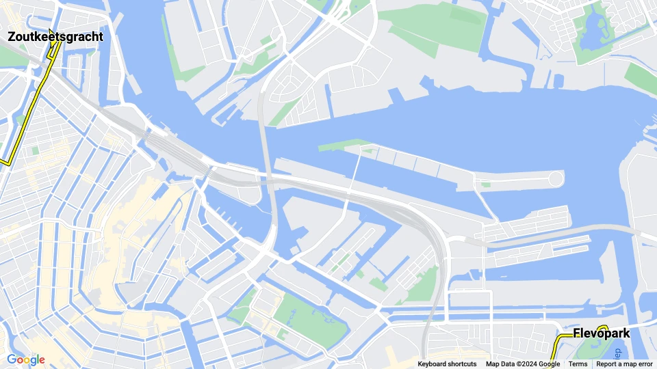 Amsterdam tram line 3: Flevopark - Zoutkeetsgracht route map