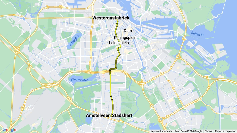 Amsterdam tram line 5: Westergasfabriek - Amstelveen Stadshart route map