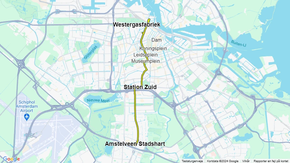 Amsterdam tram line 5: Zoutkeetsgracht - Amstelveen Stadshart route map