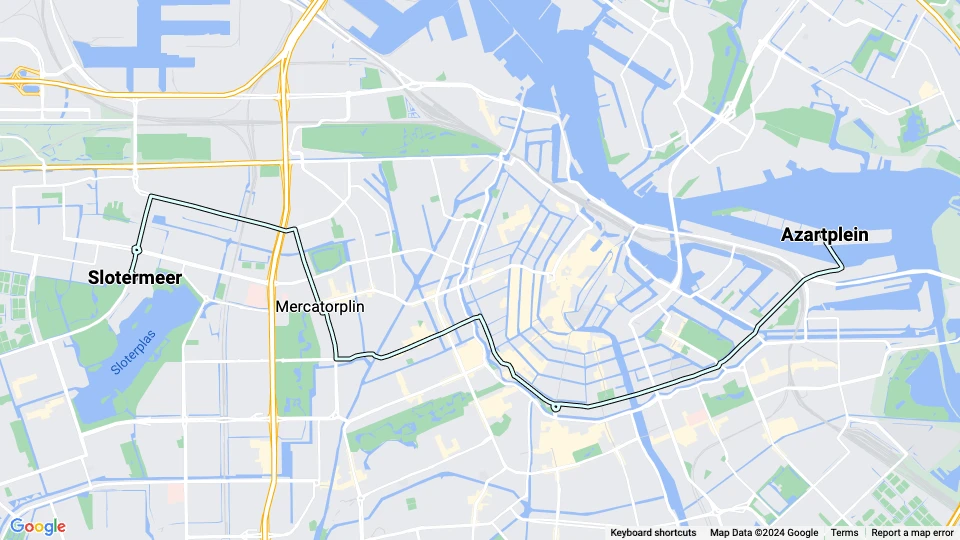 Amsterdam tram line 7: Slotermeer - Azartplein route map