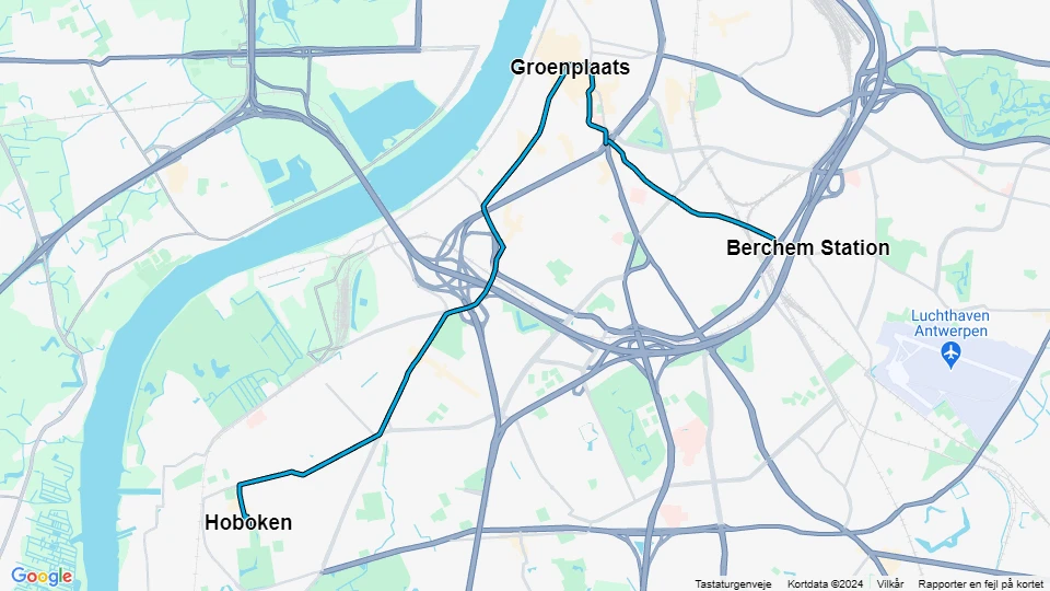 Antwerp tram line 4: Hoboken - Berchem Station route map