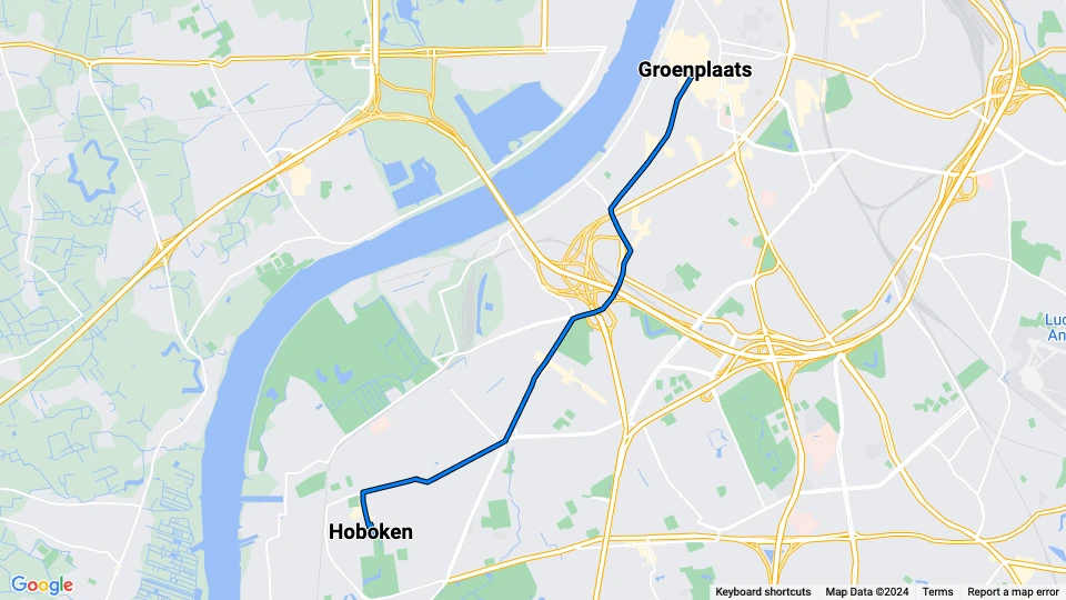 Antwerp tram line 4: Hoboken - Groenplaats route map