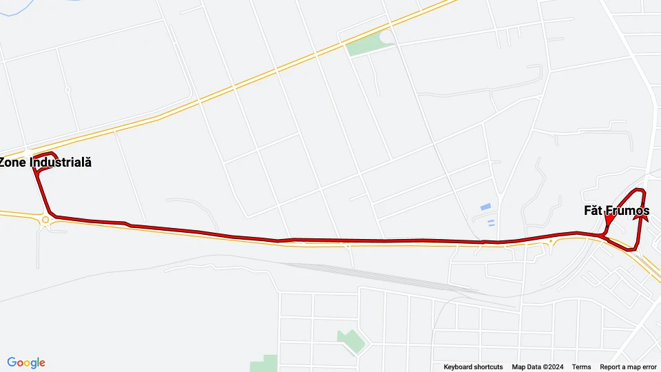 Arad extra line 1b: Făt Frumos - Zone Industrială route map