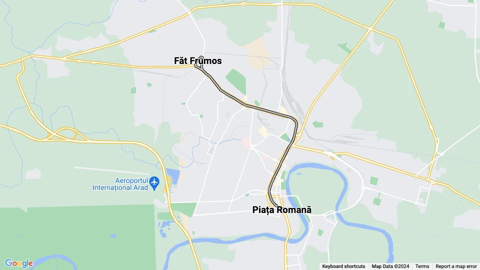 Arad extra line 4: Piața Romană - Făt Frumos route map