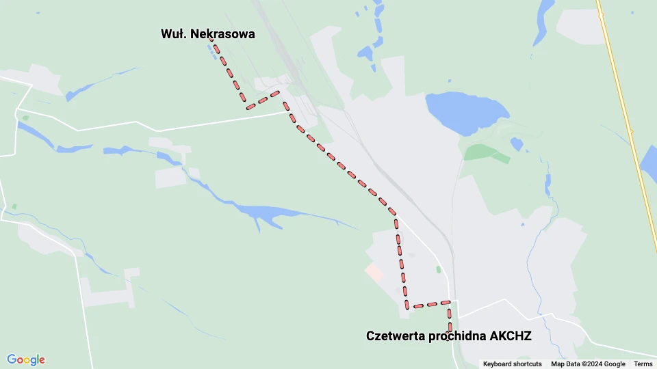 Avdiivka tram line 1: Wuł. Nekrasowa - Czetwerta prochidna AKCHZ route map