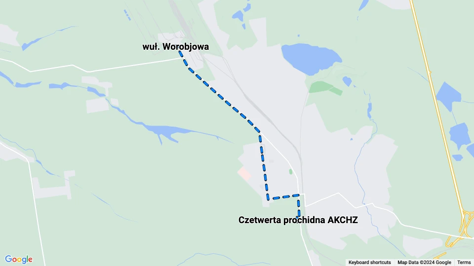Avdiivka tram line 2: Czetwerta prochidna AKCHZ - wuł. Worobjowa route map
