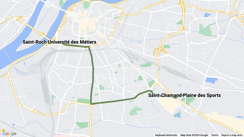 Avignon tram line T1: Saint-Roch Université des Métiers - Saint-Chamand Plaine des Sports route map