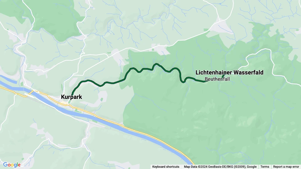 Bad Schandau Kirnitzschtal 241: Kurpark - Lichtenhainer Wasserfald route map