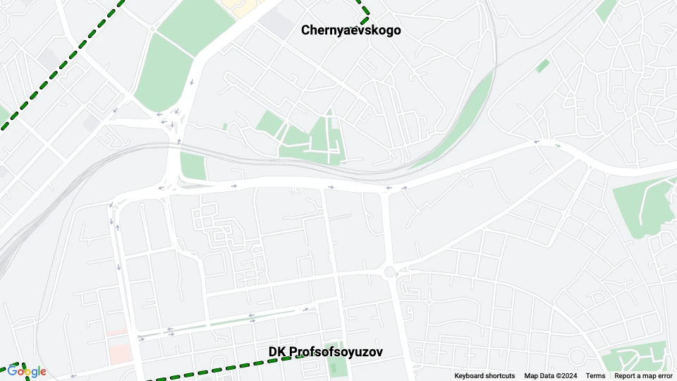 Baku tram line 6: Chernyaevskogo - DK Profsofsoyuzov route map