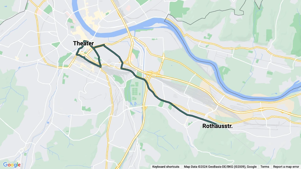 Basel extra line 12: Theater - Rothausstr. route map
