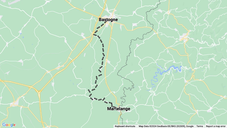 Bastogne regional line 516: Bastogne - Martelange route map