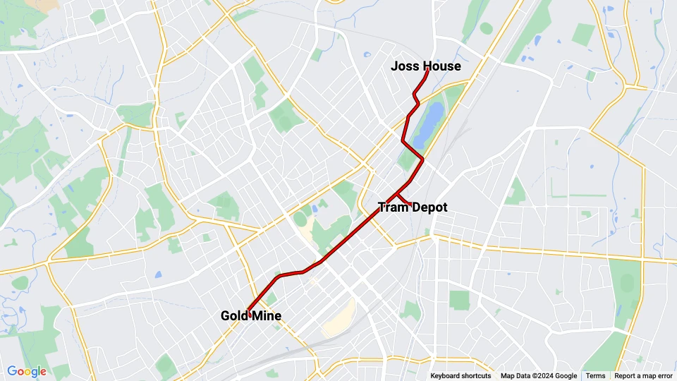 Bendigo Tramways route map